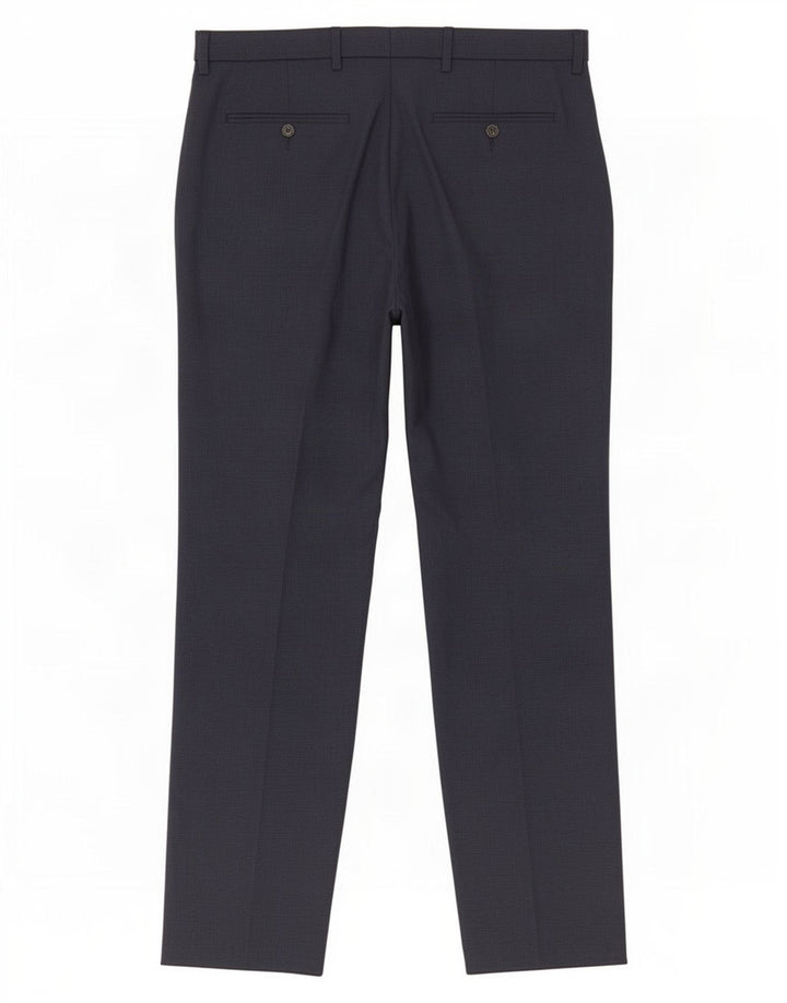 Pantaloni da abito regolari da uomo Marks & Spencer W34 L30 poliestere blu navy