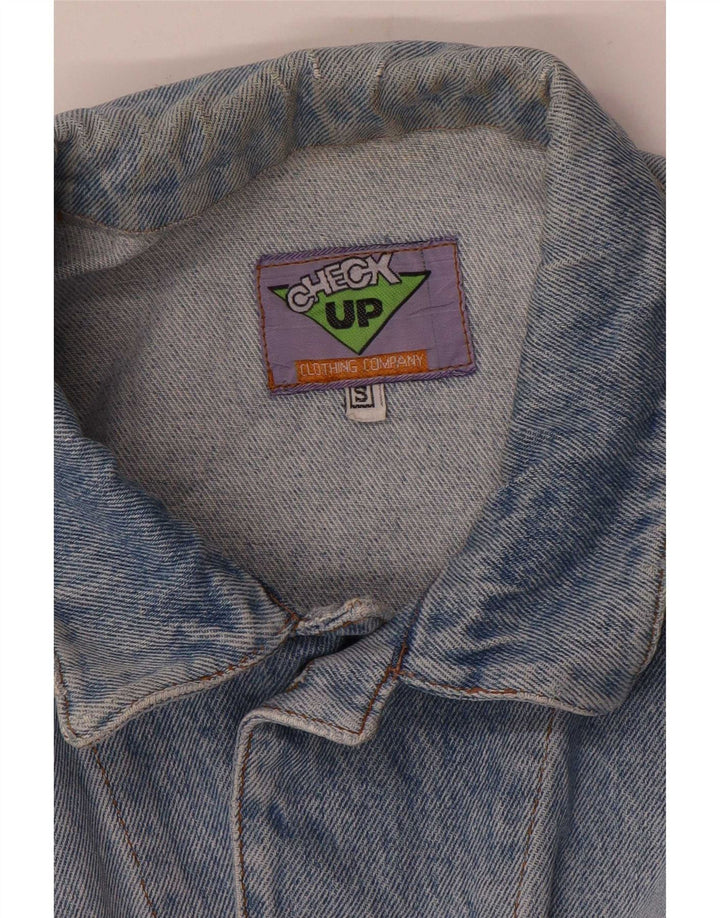 Giacca di jeans vintage da uomo vestibilità ampia UK 36 piccola blu