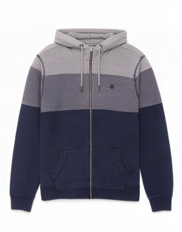Felpa con cappuccio e zip da uomo Fat Face, grande, in cotone color block blu navy