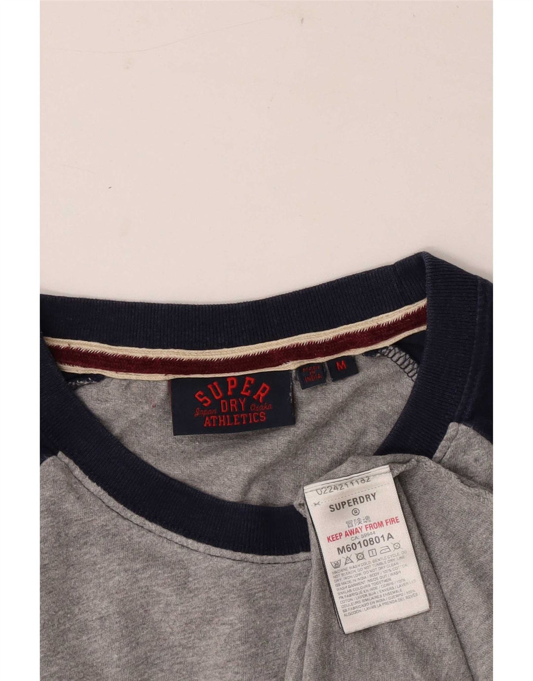 Top da uomo Superdry a maniche lunghe in cotone color block grigio medio