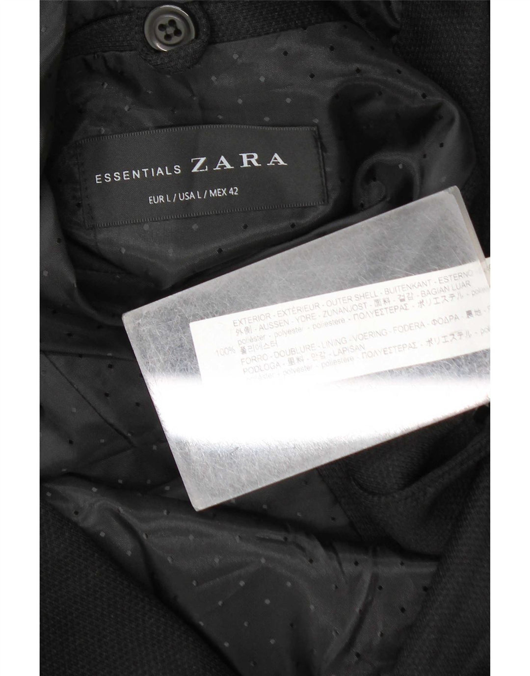 Giacca blazer da uomo a 2 bottoni Zara UK 40 grande poliestere nero