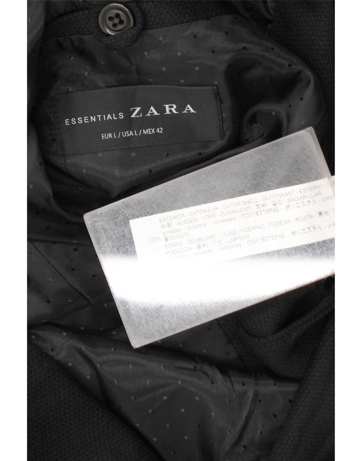 Giacca blazer da uomo a 2 bottoni Zara UK 40 grande poliestere nero