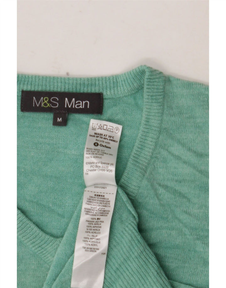MARKS & SPENCER Maglione da uomo con scollo a V Acrilico verde medio