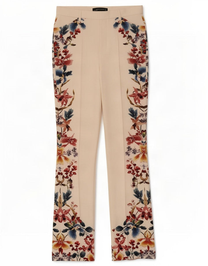 Pantaloni casual Bootcut da donna Zara medi W28 L32 poliestere floreale bianco