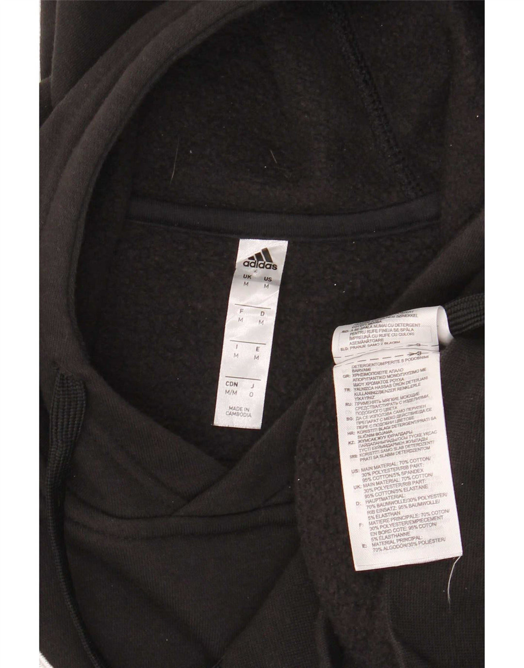 Felpa con cappuccio da uomo Adidas Medium in cotone nero
