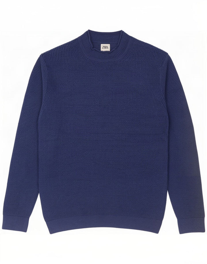 Maglione da uomo Zara con collo alto e maglione grande in poliestere blu navy