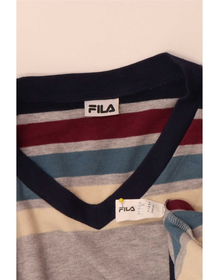 Fila Maglia da uomo a maniche lunghe XL in cotone a righe multicolore