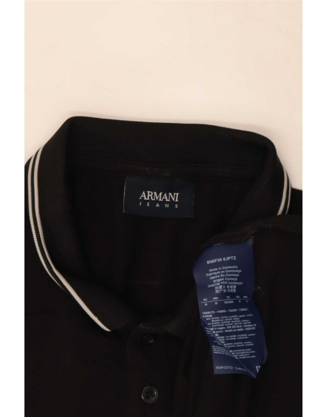 Polo Armani Jeans Uomo Cotone Rigato Medio Nero