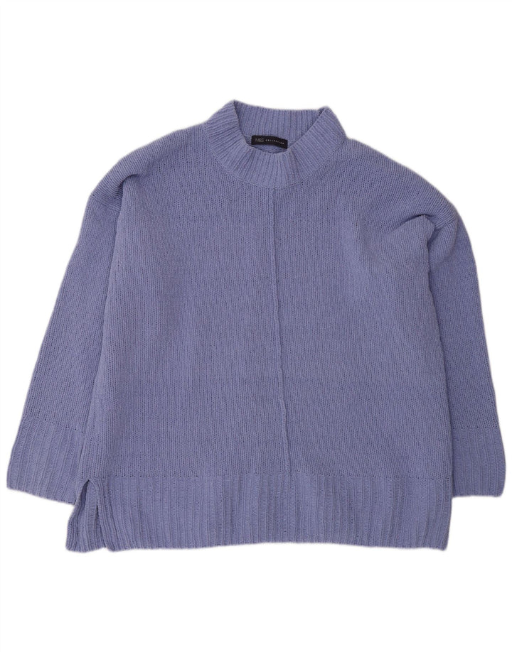 Maglione oversize da donna Marks & Spencer con collo dolcevita UK 18 XL Viola