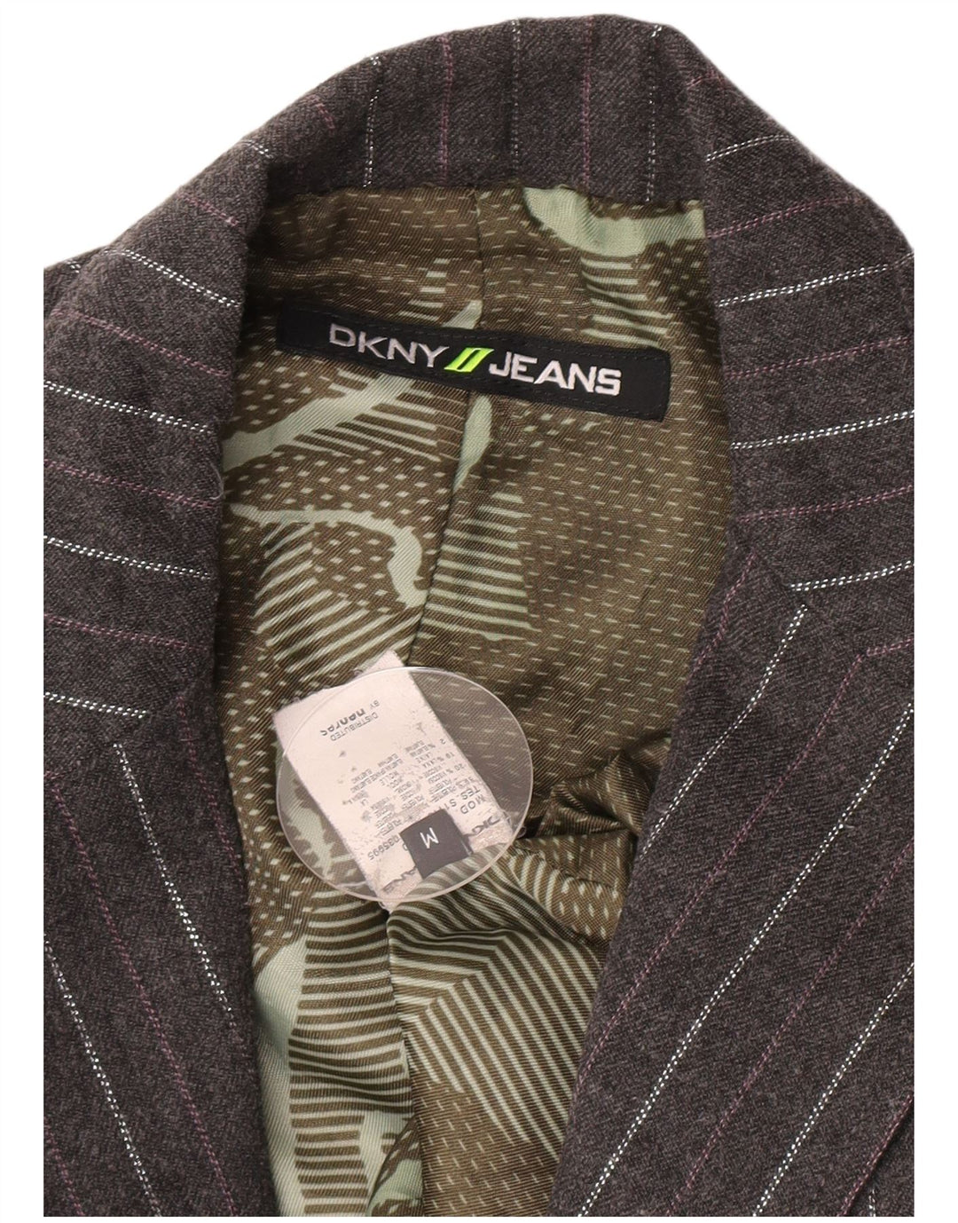 Giacca blazer aperta corta da donna Dkny UK 12 Poliestere gessato grigio medio