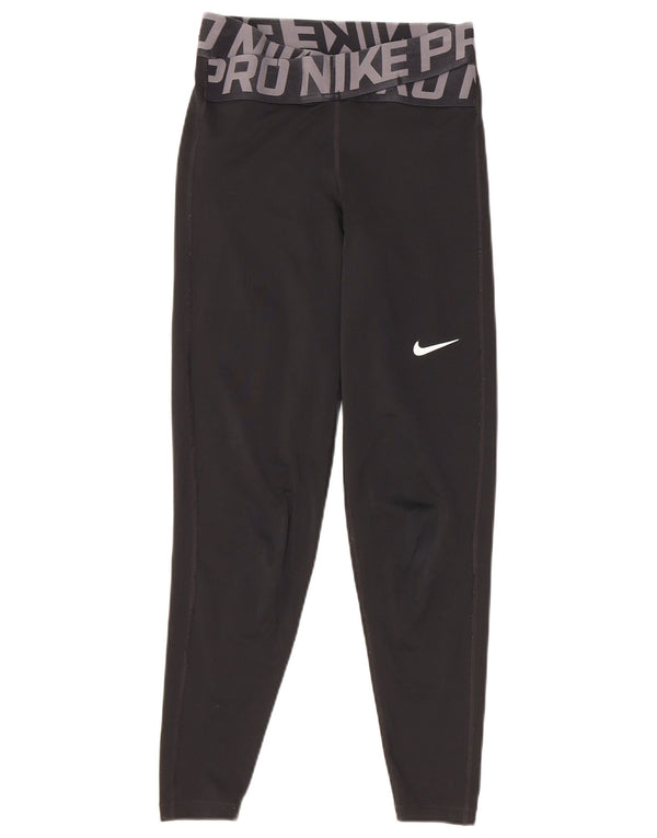 Leggings grafici Nike da donna Dri Fit UK 4 XS poliestere nero