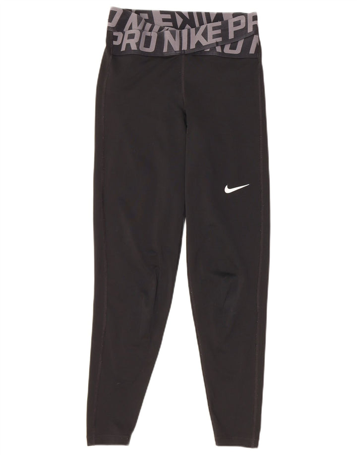 Leggings grafici Nike da donna Dri Fit UK 4 XS poliestere nero