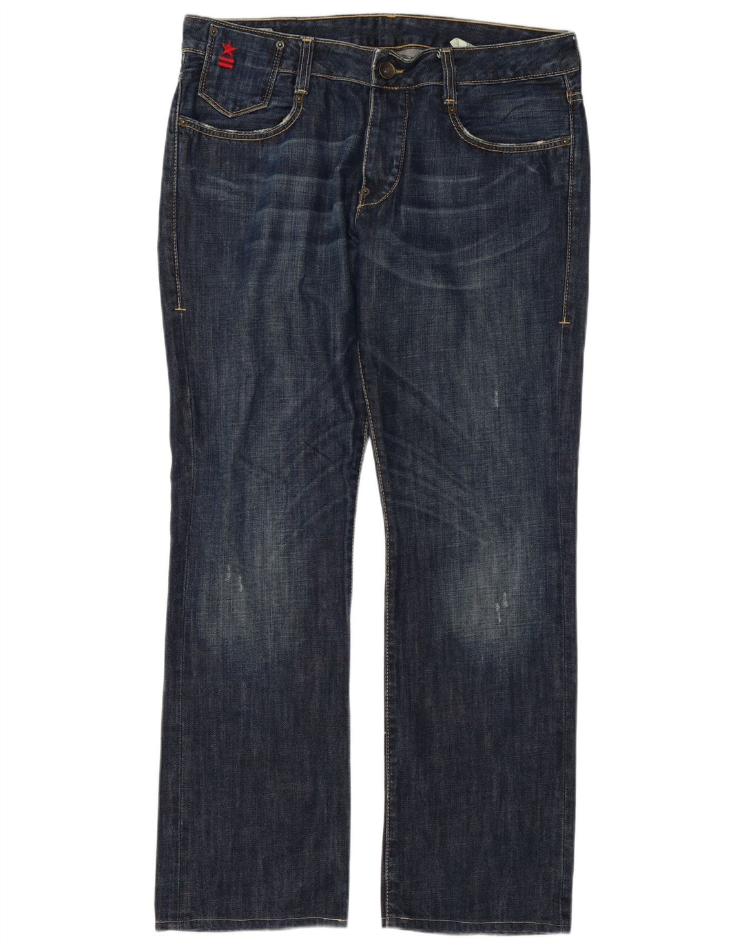 Jeans dritti da uomo uniformi W34 L32 cotone blu