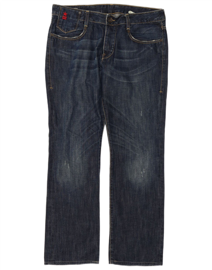 Jeans dritti da uomo uniformi W34 L32 cotone blu