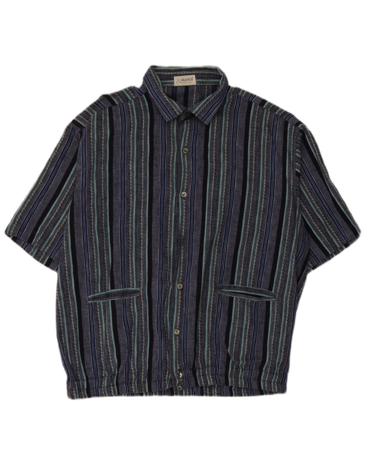 Camicia Aramis Uomo Manica Corta IT 50 Cotone Rigato Blu Medio