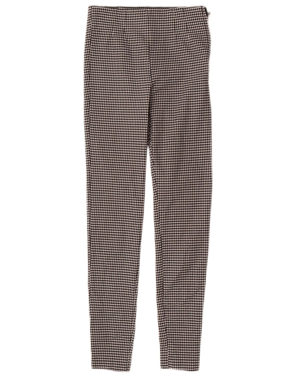 Pantaloni skinny casual da donna Zara piccoli W26 L28 viscosa a quadretti neri