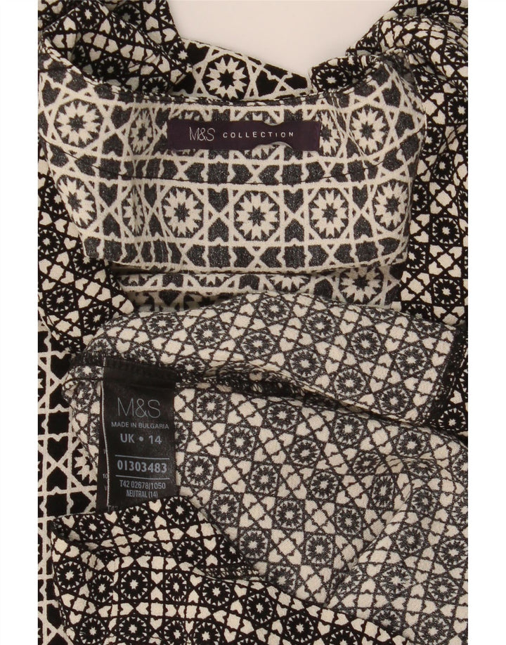 Abito a trapezio da donna MARKS & SPENCER UK 14 Grande viscosa geometrica nera