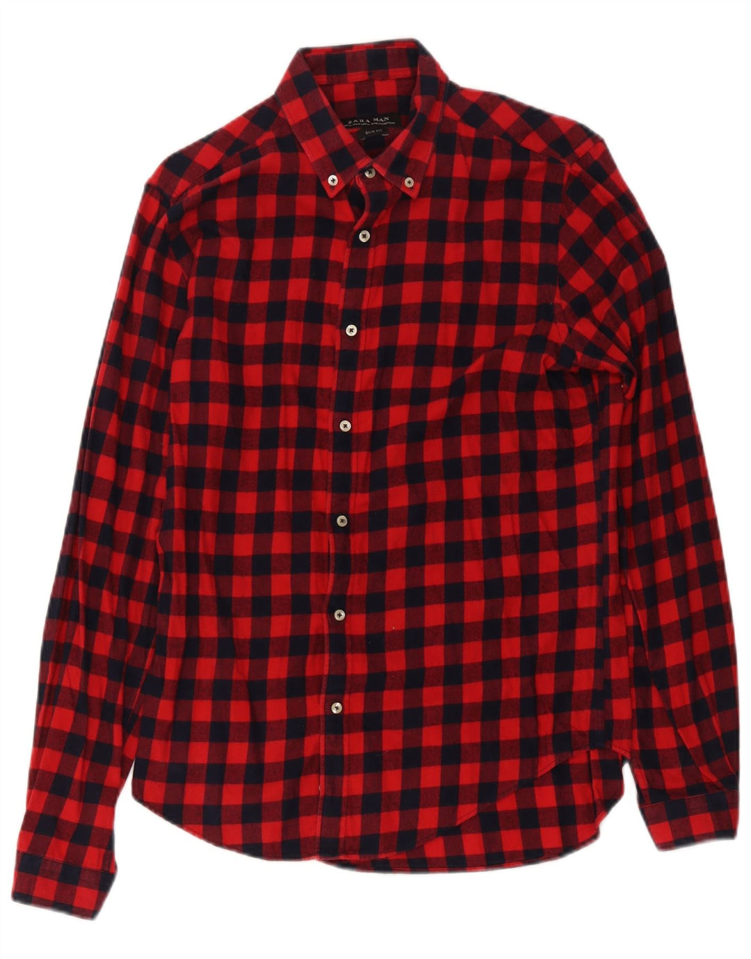 Camicia Zara da uomo slim fit in flanella a quadretti rosso medio