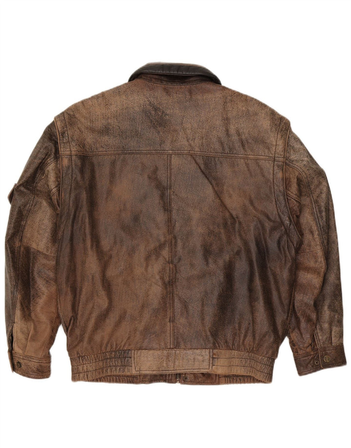 Giacca in pelle da uomo Berto Lucci UK 40 grande in pelle marrone