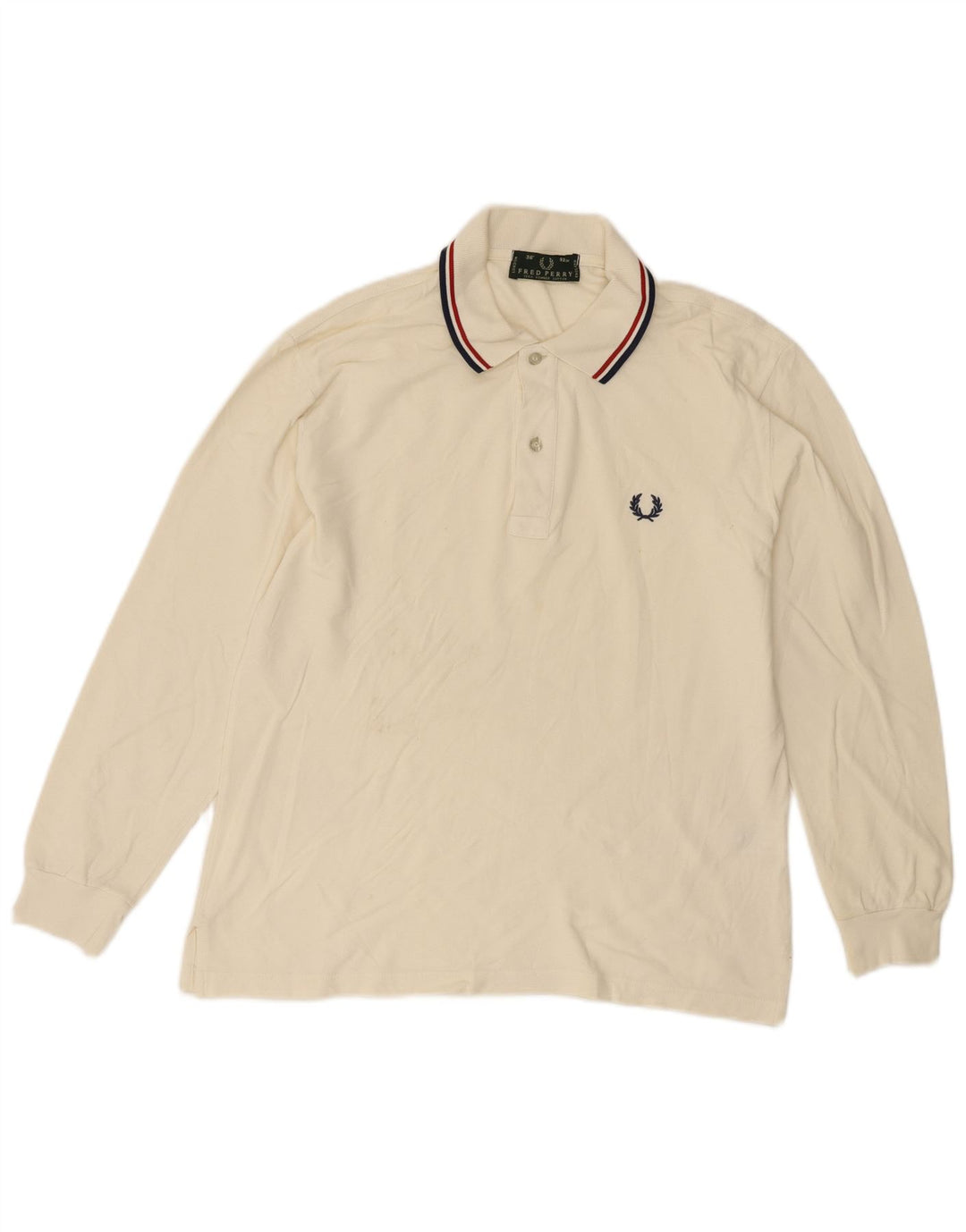 Polo a maniche lunghe da uomo Fred Perry piccola in cotone bianco sporco
