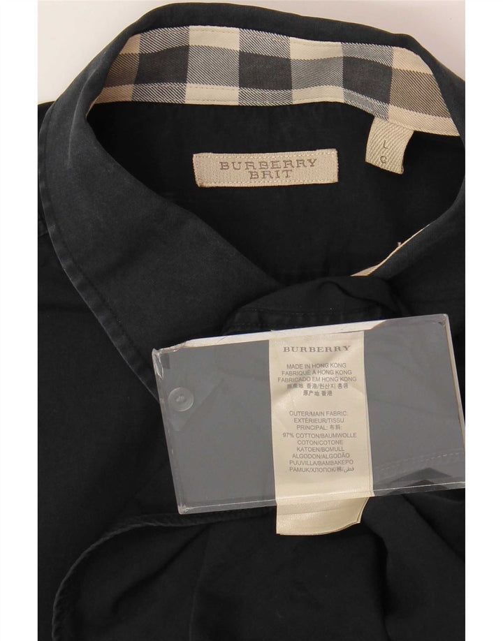 Camicia BRIT da uomo Burberry Large in cotone blu navy