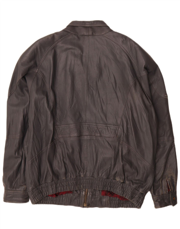 Giacca in pelle vintage da uomo IT 60 4XL Grigia