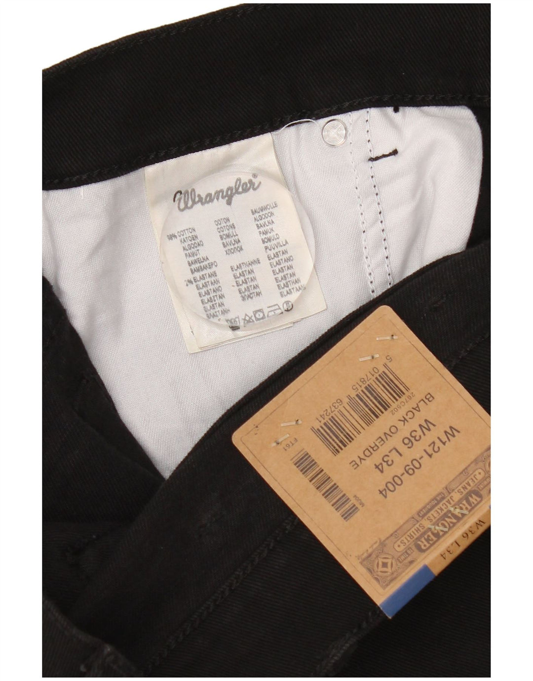 Jeans dritti da uomo Wrangler W36 L34 cotone nero