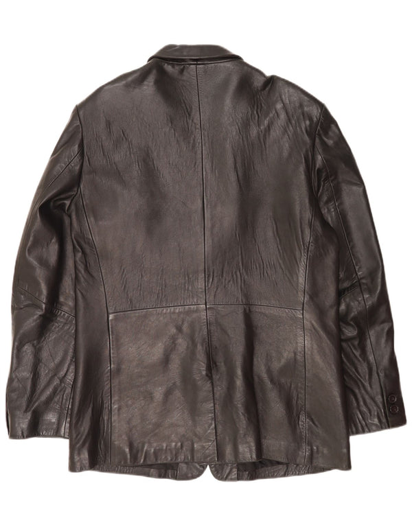 Giacca blazer in pelle da uomo a 2 bottoni Mexx IT 52 XL in pelle nera