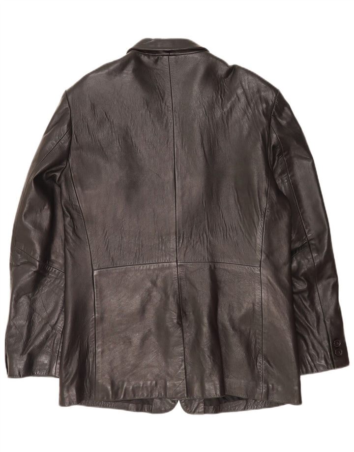 Giacca blazer in pelle da uomo a 2 bottoni Mexx IT 52 XL in pelle nera