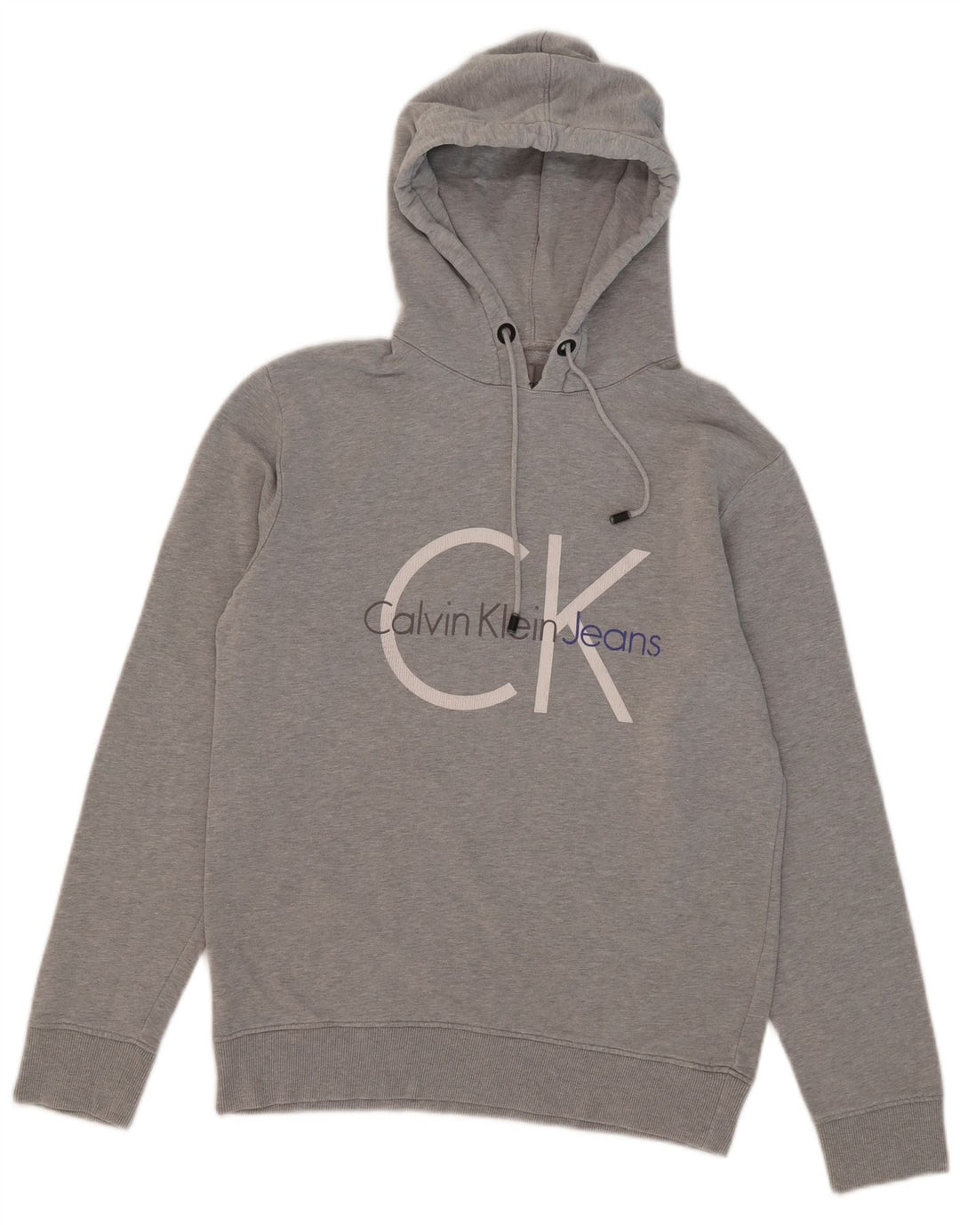 Maglione con cappuccio grafico da uomo Calvin Klein Jeans grigio medio