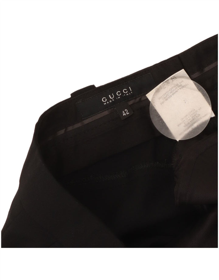 Pantaloni da abito dritti da donna Gucci IT 42 Medium W30 L31 Lana nera