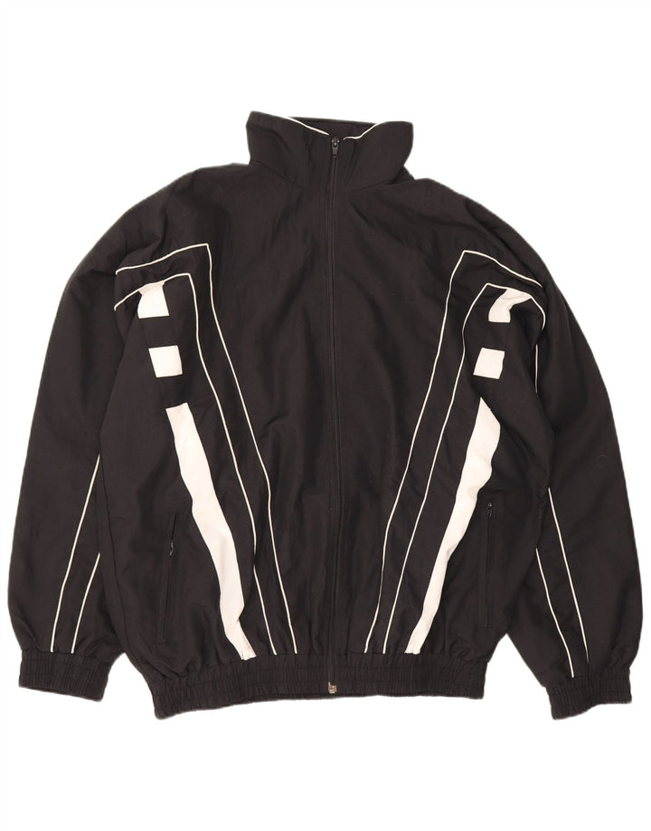 Giacca da ginnastica vintage da uomo, grande, in poliestere color block nero