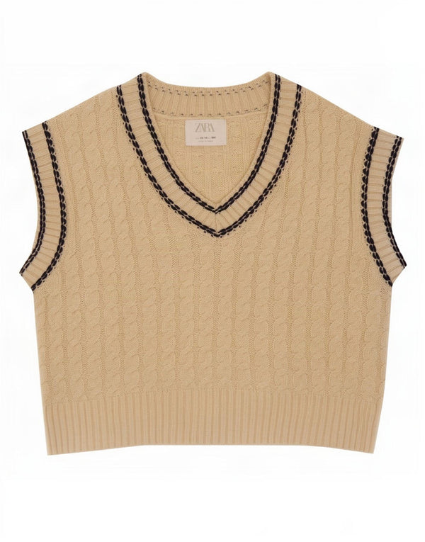 Canotta corta per bambina Zara 13-14 anni in poliestere beige