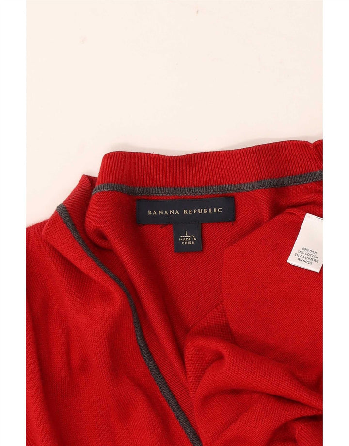 Maglione cardigan da uomo Banana Republic grande seta rossa