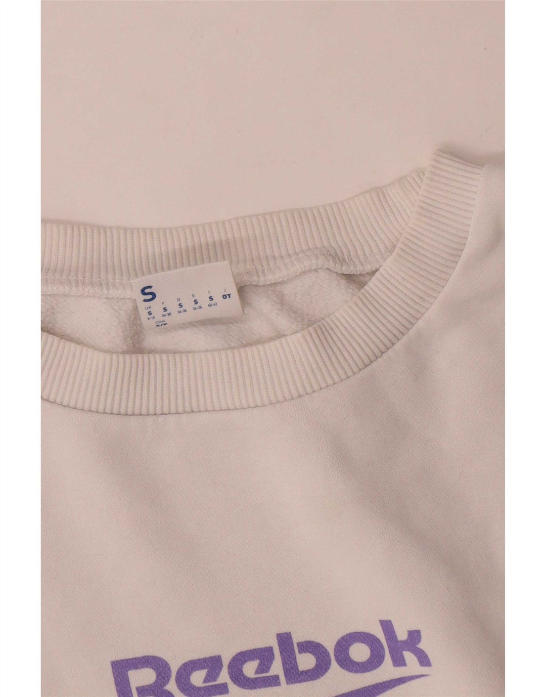 Felpa corta oversize Reebok da donna UK 8/10 Small Bianca