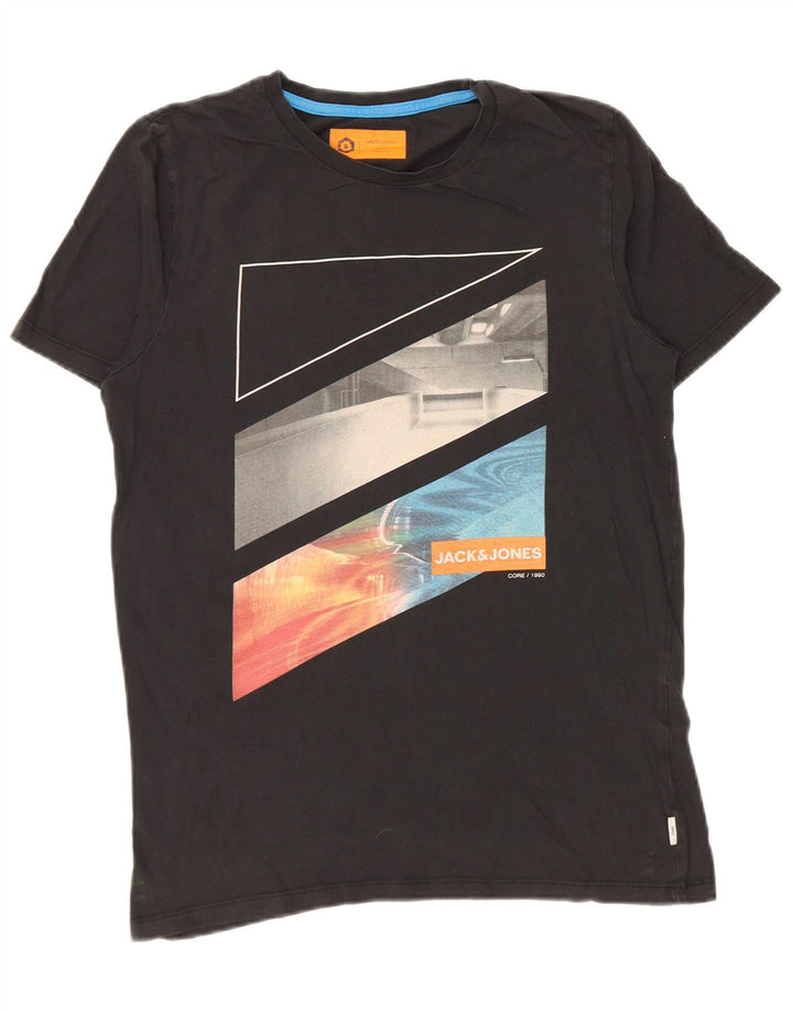 T-shirt grafica da uomo Jack & Jones Top piccola nera