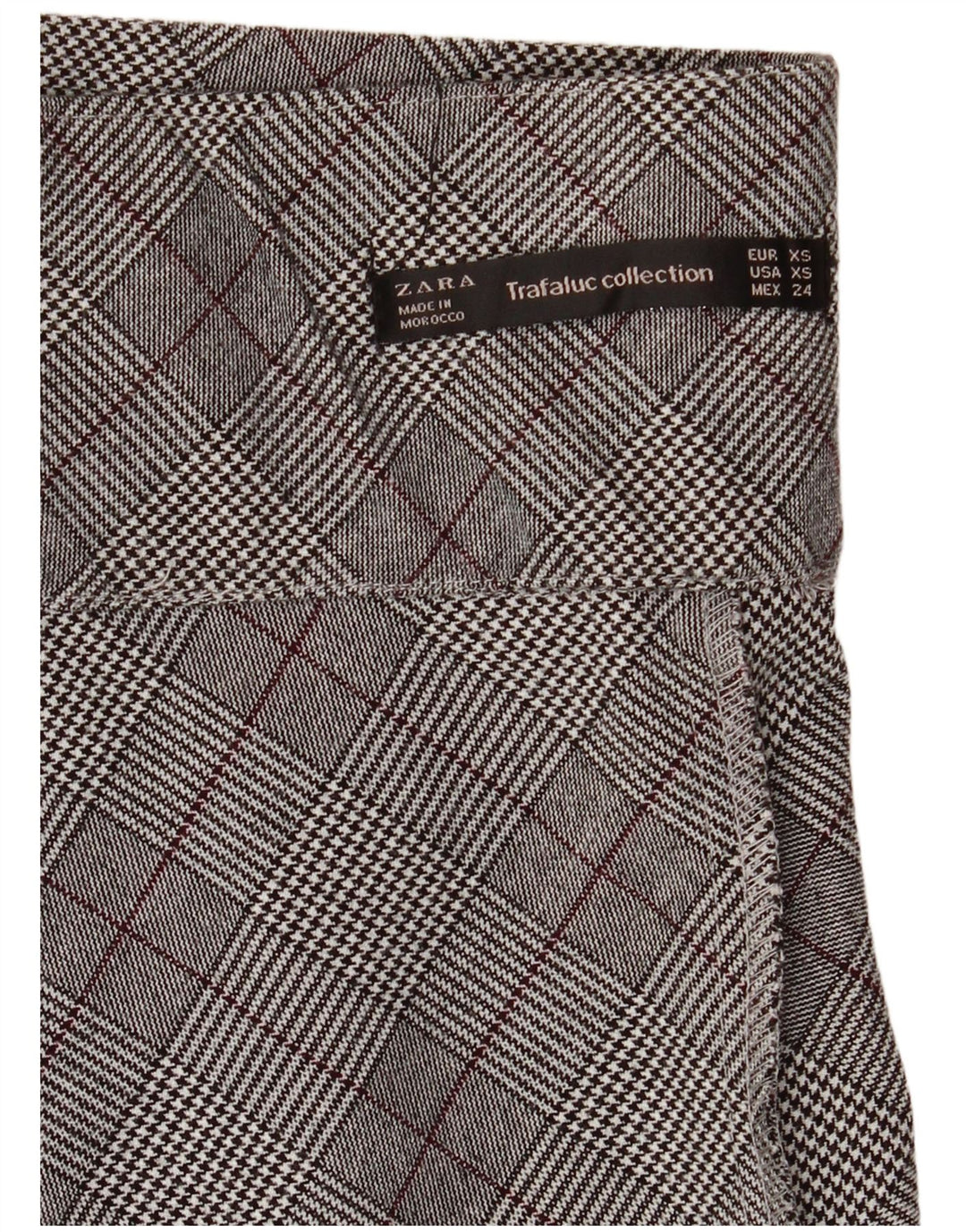 Minigonna a vita alta da donna Zara XS W26 scozzese grigia