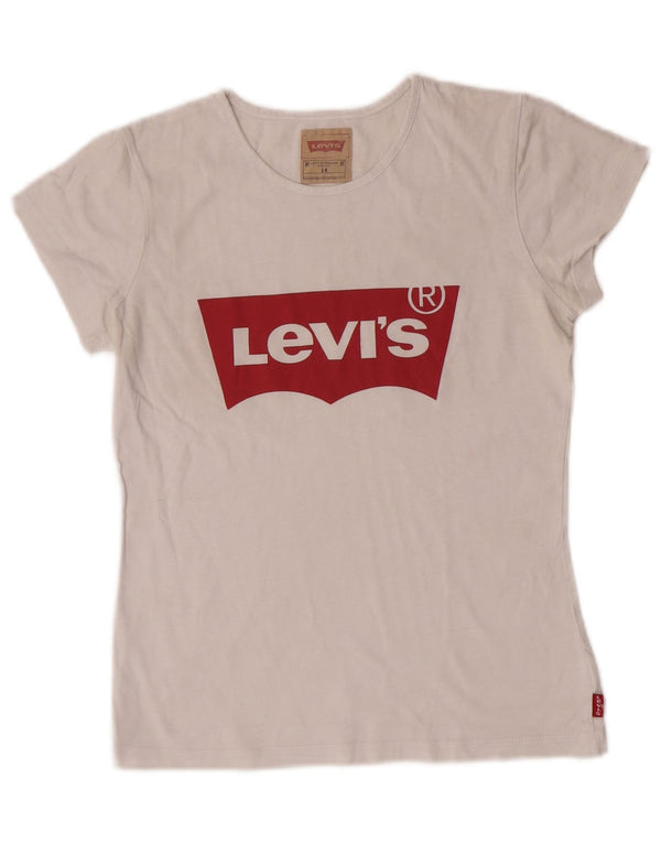 T-shirt grafica per ragazze Levi's Top 13-14 anni in cotone bianco