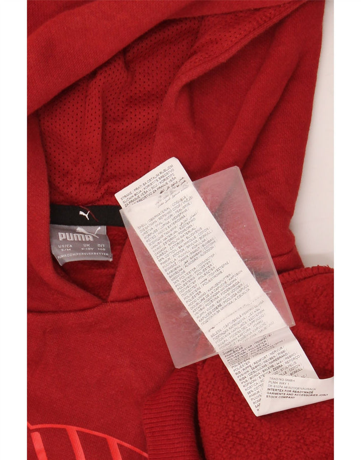 Felpa con cappuccio grafica PUMA da bambino 9-10 anni in cotone rosso