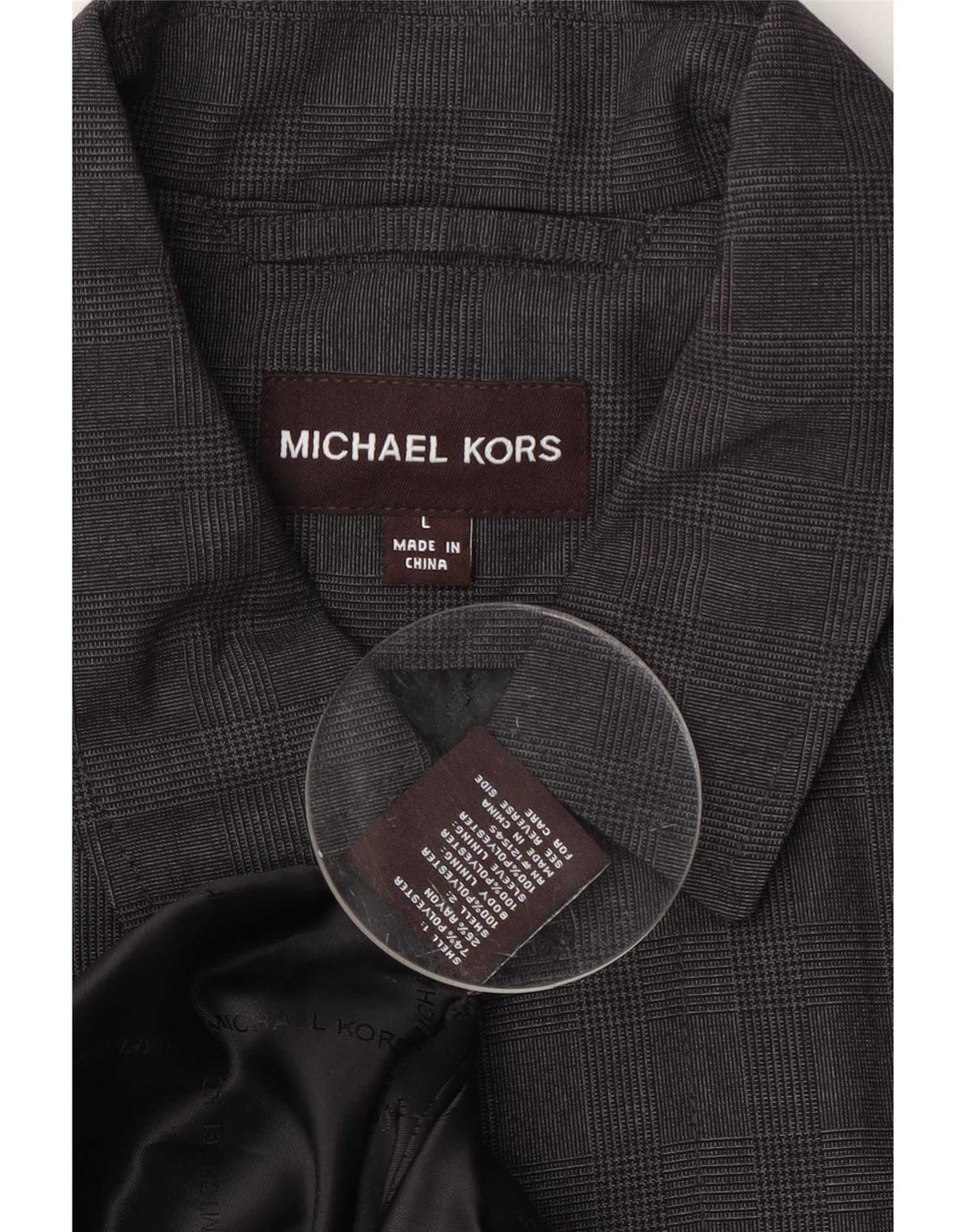 Michael Kors Cappotto da uomo UK 40 Large Grey Check Poliestere
