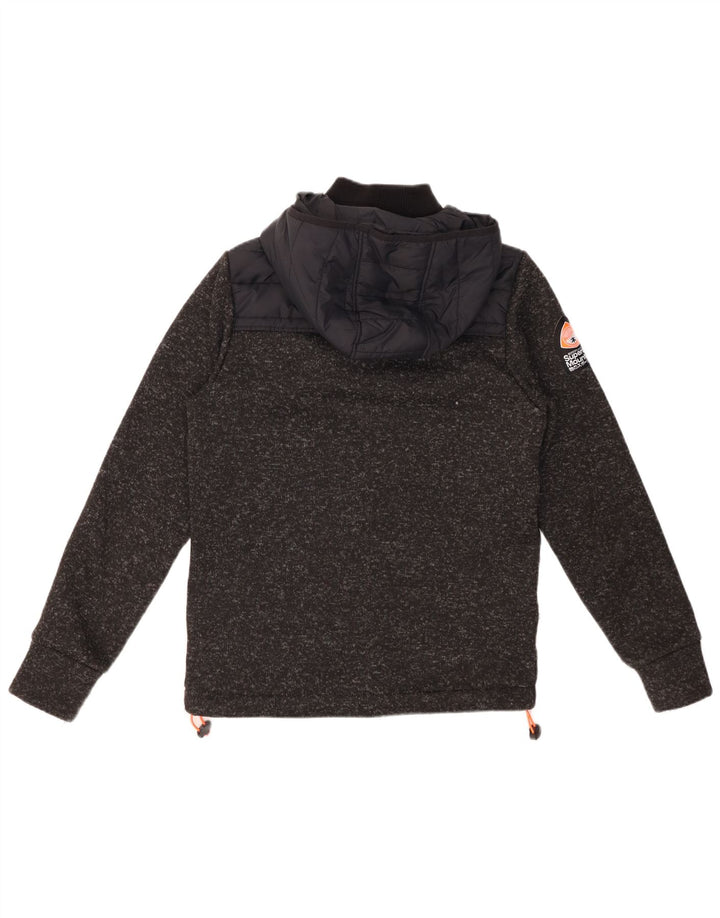 Giacca imbottita con cappuccio da uomo SUPERDRY UK 38 Nylon color block medio nero