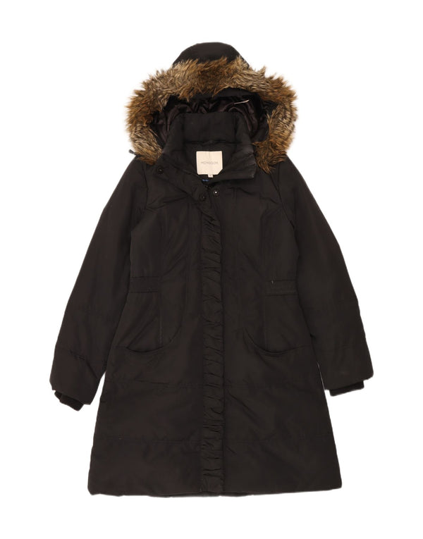 Cappotto imbottito con cappuccio da donna Monsoon UK 14 poliestere nero medio