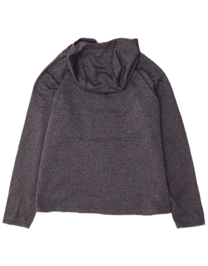 EDDIE BAUER Felpa con cappuccio e zip da donna UK 18 XL Poliestere screziato grigio