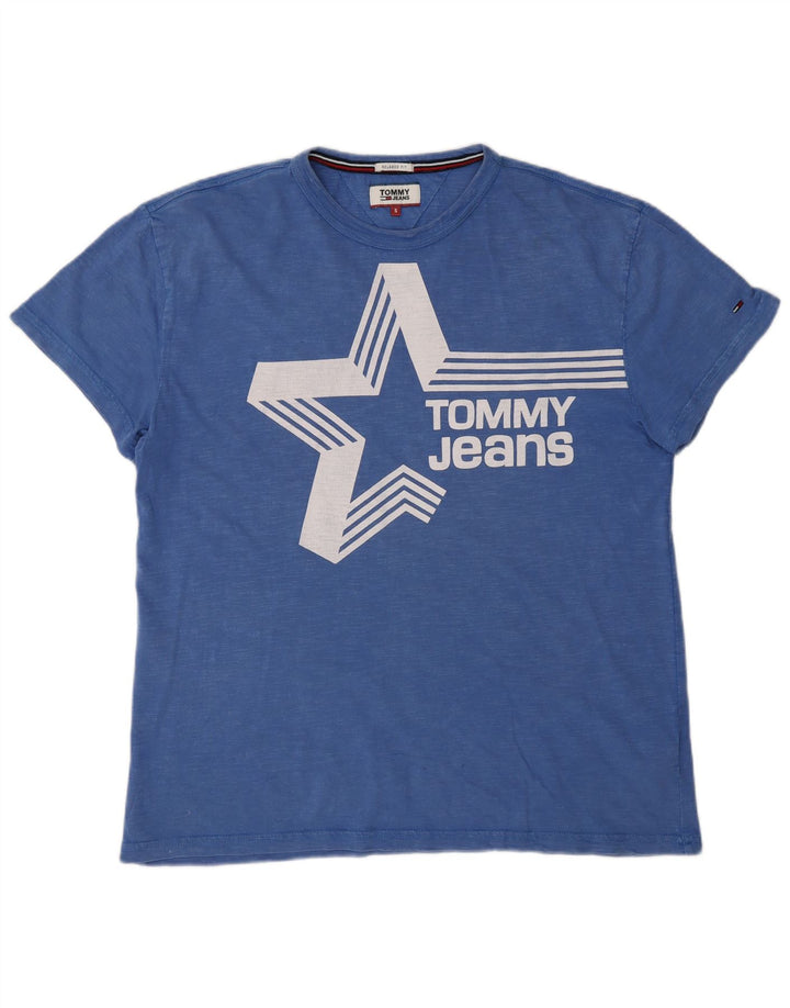 T-shirt grafica da uomo Tommy Hilfiger Top piccola in cotone blu