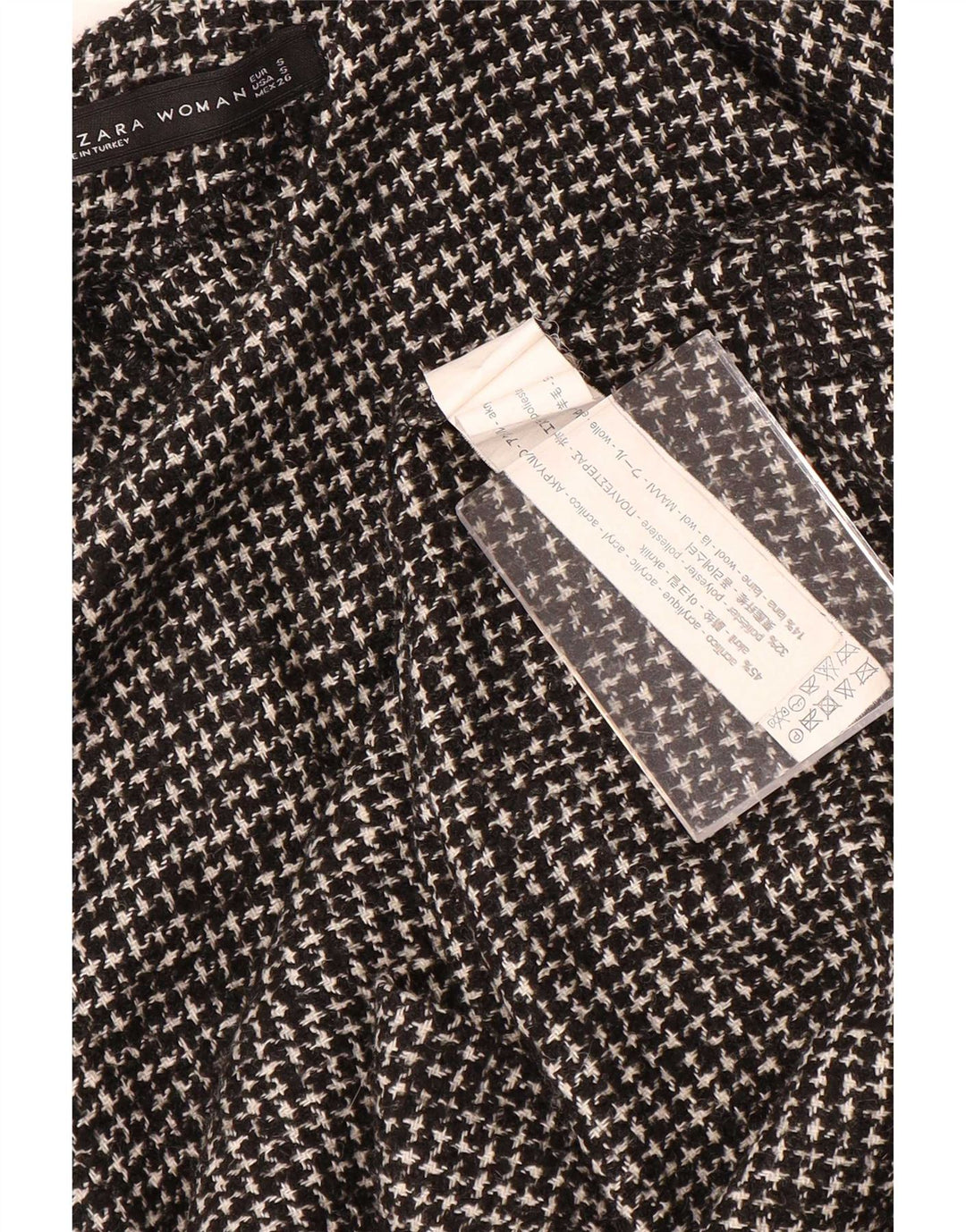 Top Zara a maniche lunghe da donna, in acrilico, UK 10, piccolo grigio pied de poule