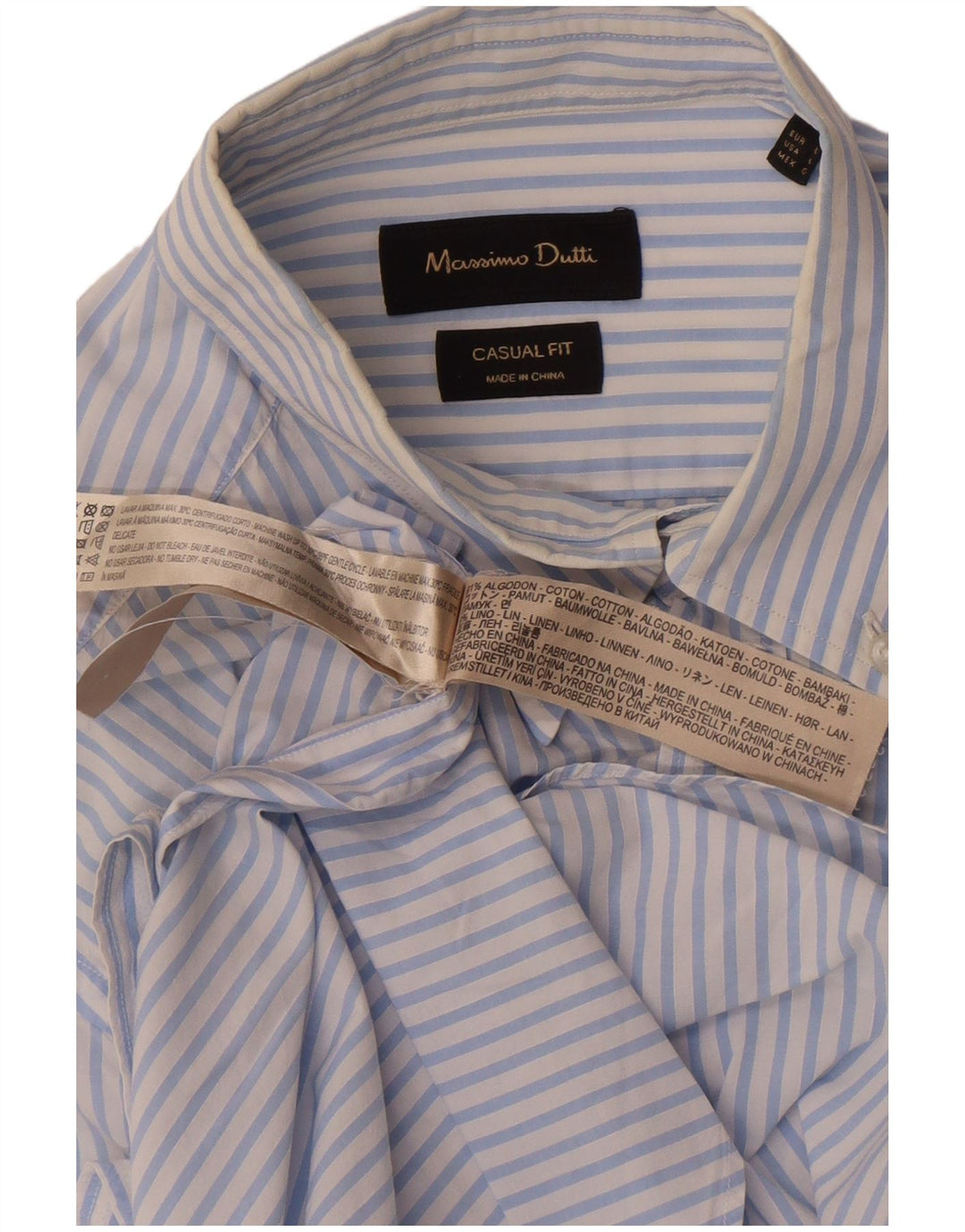 Camicia casual da uomo Massimo Dutti in cotone a righe grandi blu