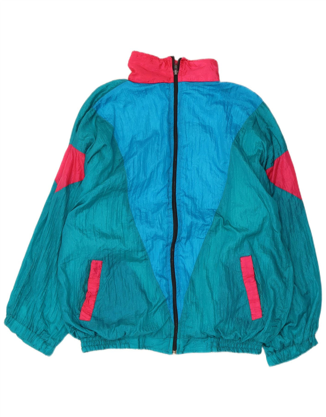 Tuta intera vintage da uomo XL in nylon color block blu