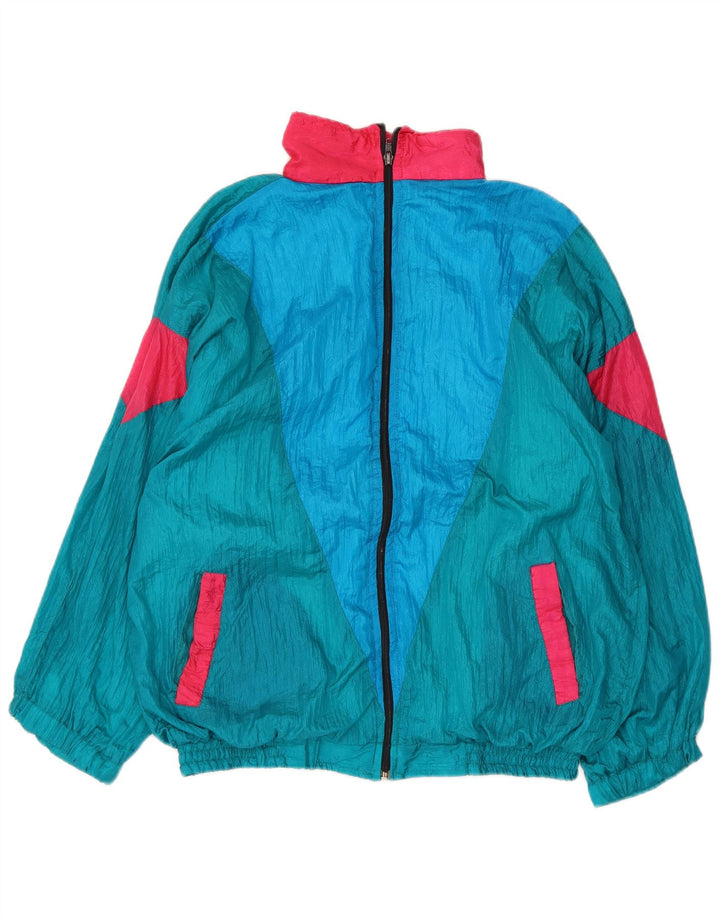 Tuta intera vintage da uomo XL in nylon color block blu