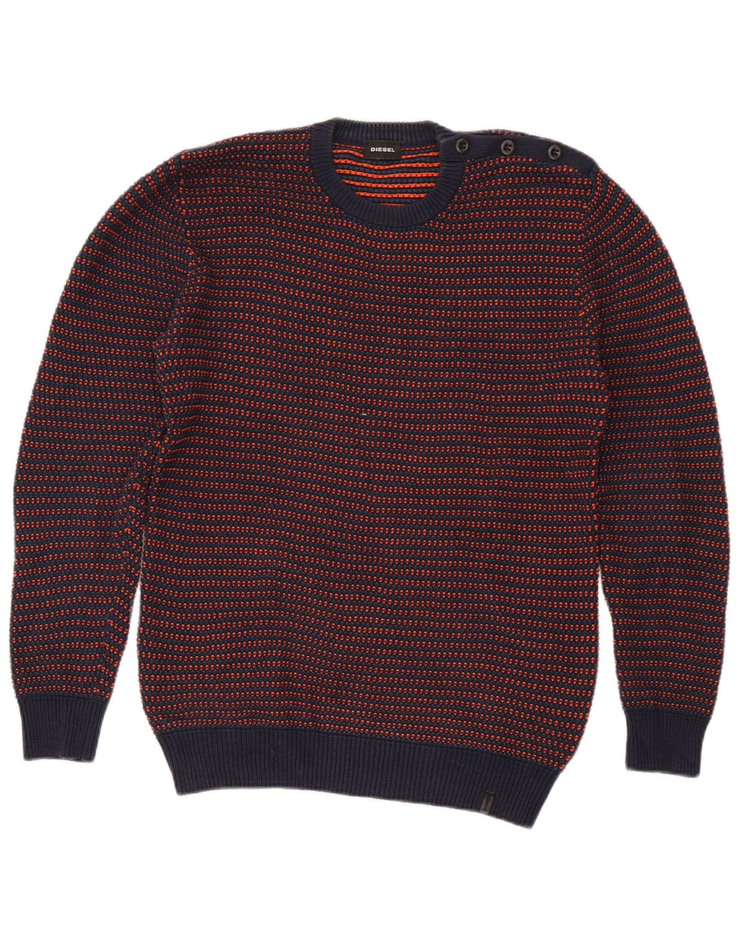 Maglione maglione girocollo da uomo Diesel in cotone a righe medie blu navy