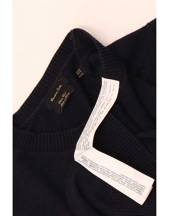 Maglione maglione girocollo da uomo Massimo Dutti in cotone blu navy medio
